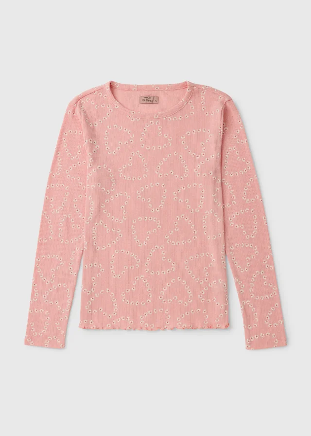 Pink Heart Print Pyjamas Top