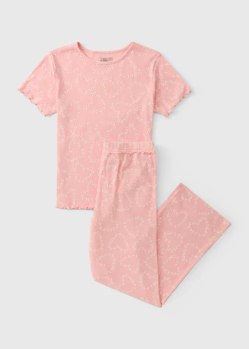 Pink Pointelle Heart Pyjama Trousers - XS Image 4