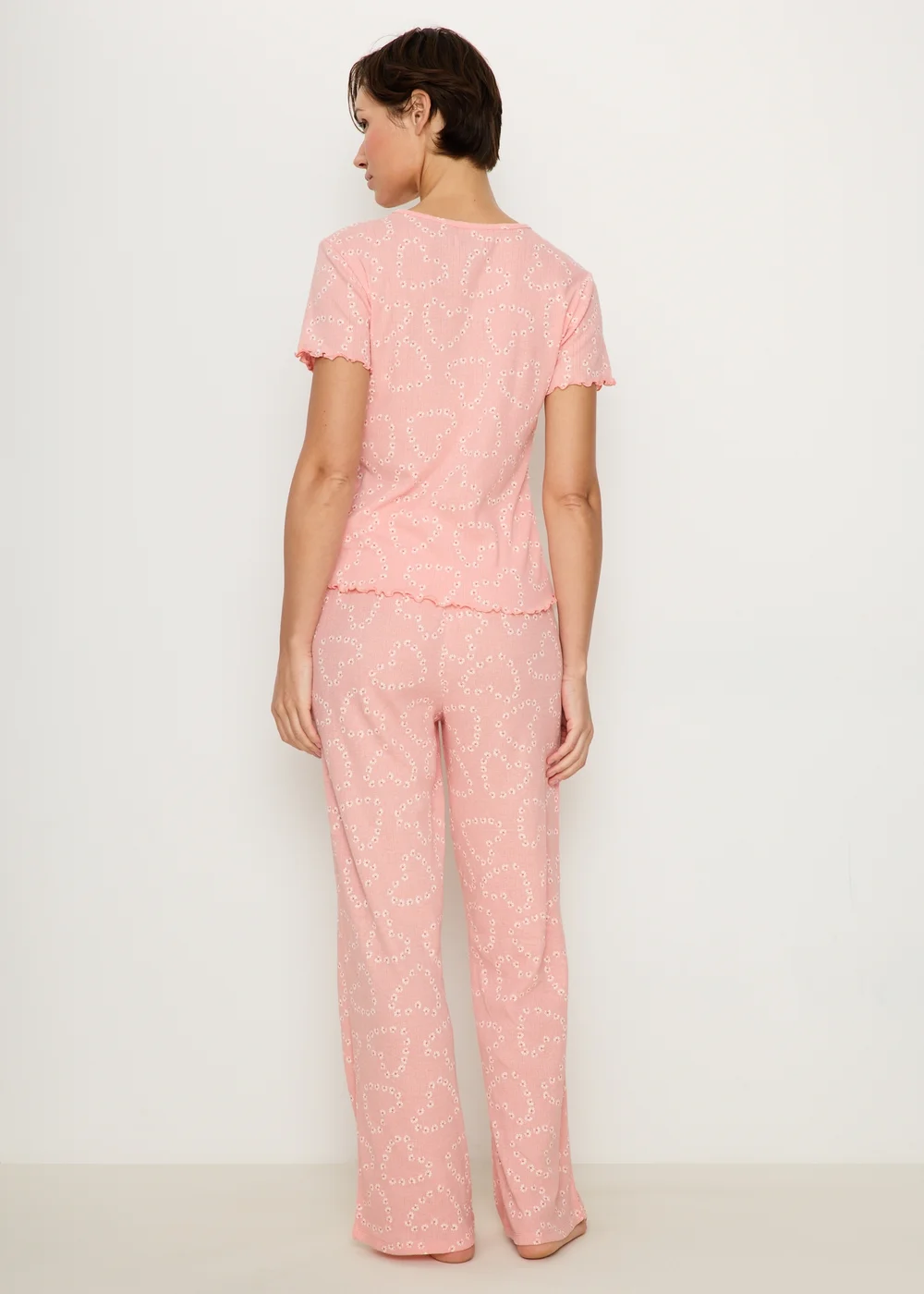 Pink Pointelle Heart Pyjama Trousers - XS Image 2