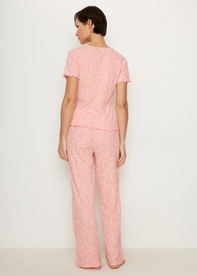 Pink Pointelle Heart Pyjama Trousers