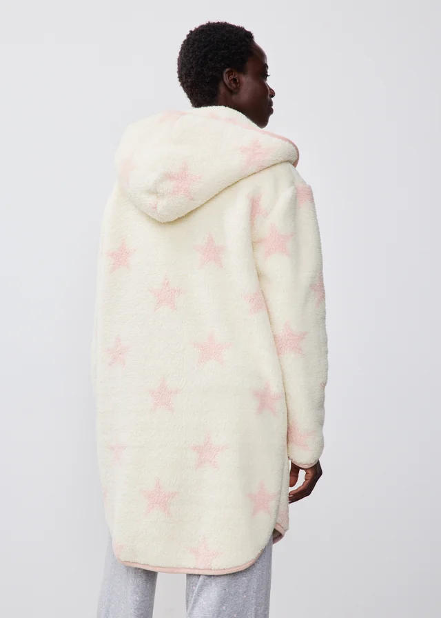 Cream Star Print Fleece Cardigan