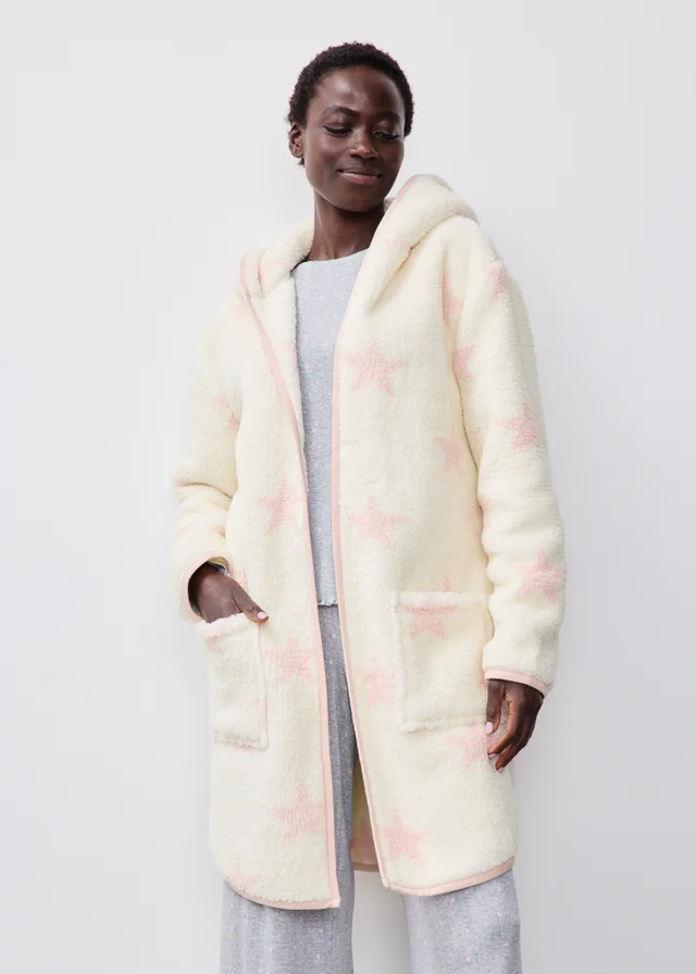 Cream Star Print Fleece Cardigan