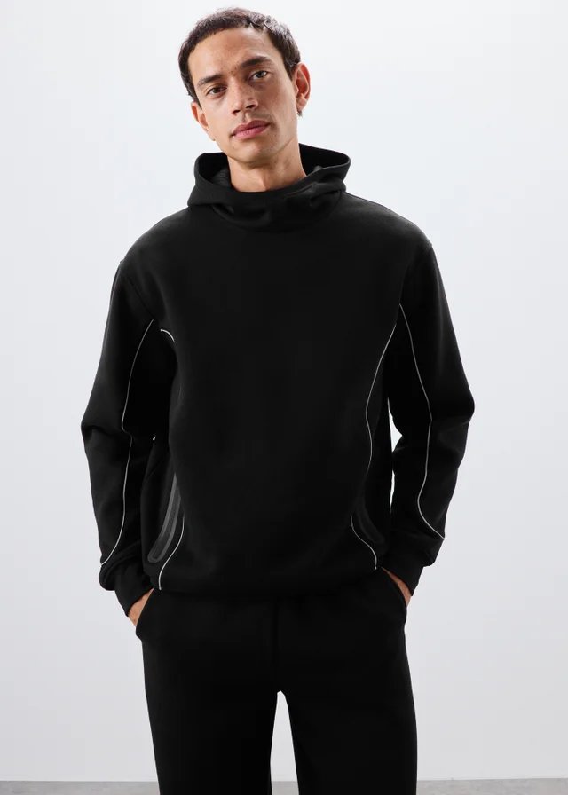 Souluxe Black Reflective Piping Hoody