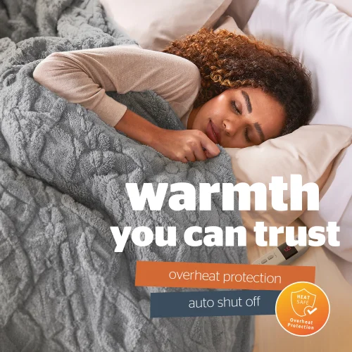 SilentNight Grey Luxury Super Cosy Heated Throw Image 4