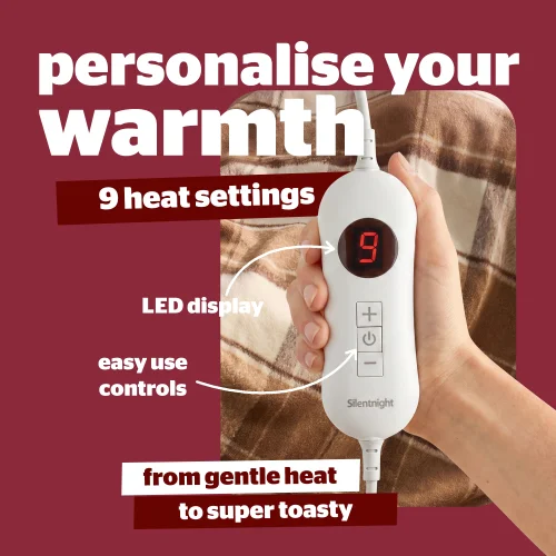 SilentNight Cream Luxury Check Fleece Heated Throw Image 4