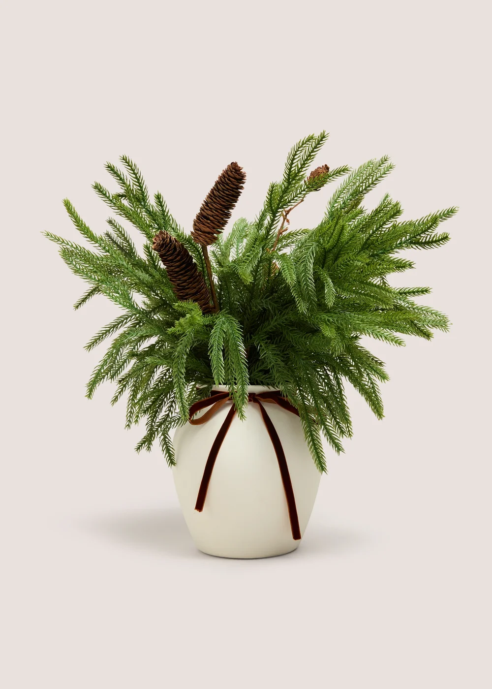 Faux Spruce & Chocolate Bow Vase Image 1