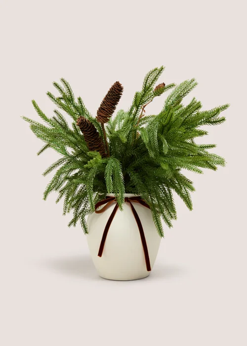 Faux Spruce & Chocolate Bow Vase Image 1