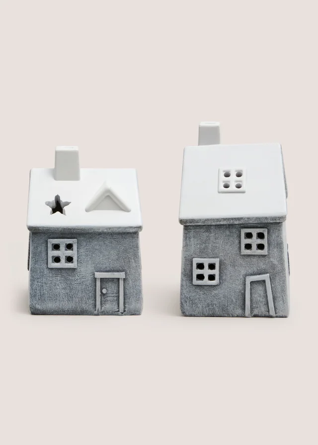 2 Pack Grey LED Christmas House Ornament