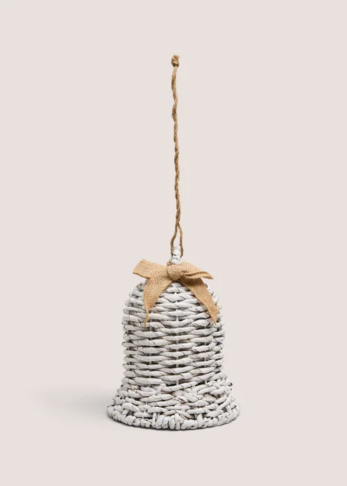 Whitewashed Hanging Bell Christmas Decoration Image 1