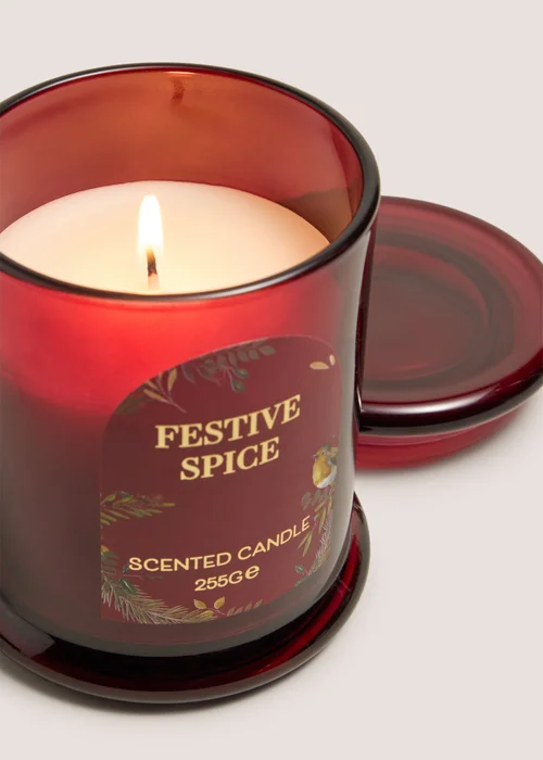 Red Small Festive Spice Scented Candle Image 2