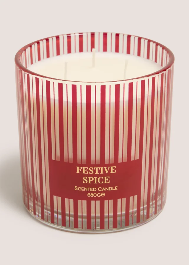 Red Festive Spice Large Candle