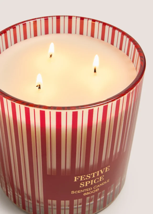 Red Festive Spice Large Candle