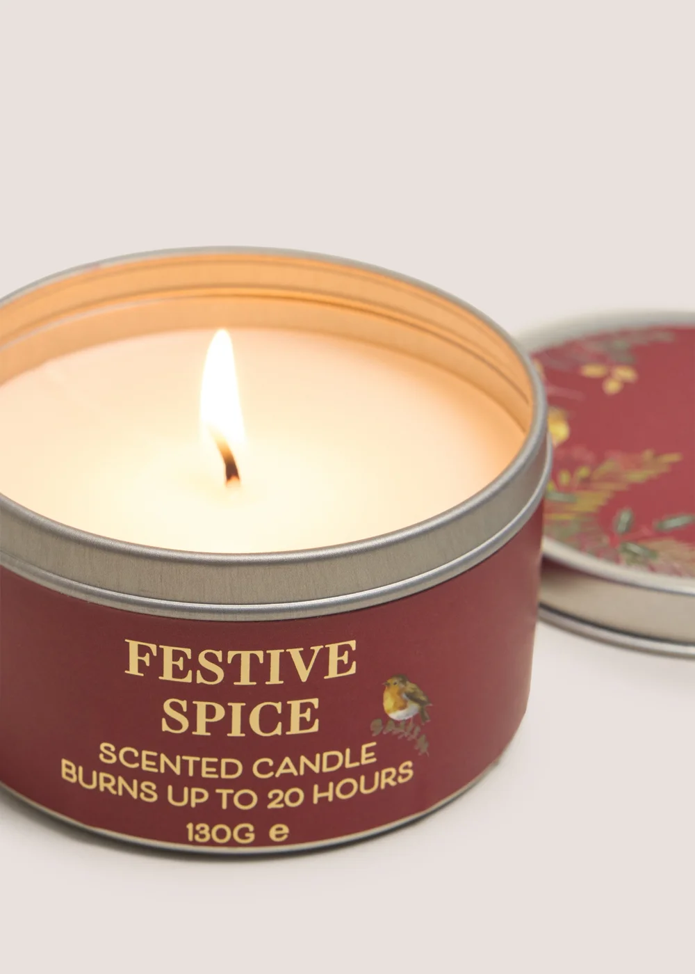 Red Festive Spice Tin Candle Image 2