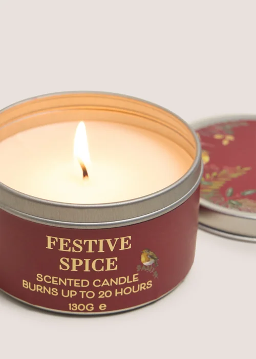 Red Festive Spice Tin Candle Image 2