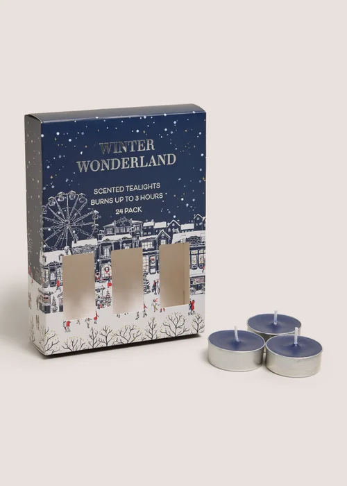 24 Pack Navy Winter Wonderland Tea Lights Image 1