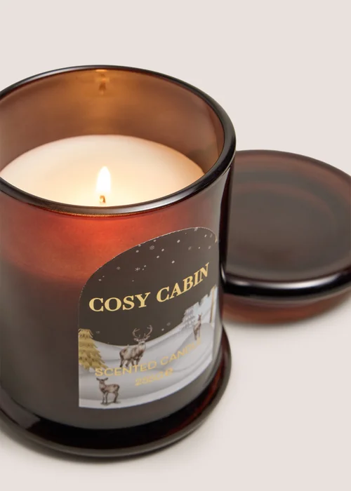 Chocolate Brown Cosy Cabin Small Candle Image 2