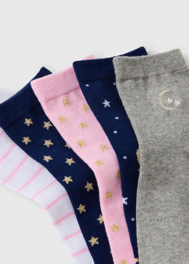 5 Pack Girls Celest Ankle Socks (Younger 6-Older 6.5)