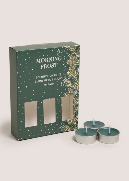 24 Pack Green Morning Frost Tea Lights Image 1