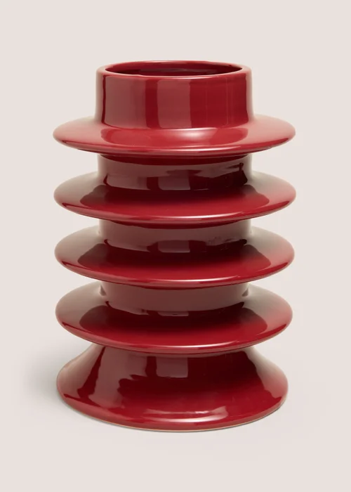 Red Ridged Vase Image 1