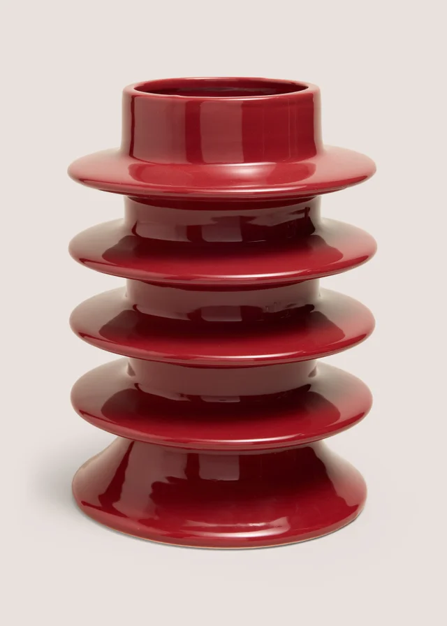 Red Ridged Vase