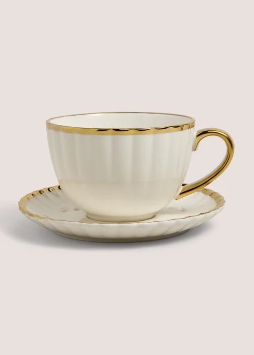 Gold Rimmed Cup & Saucer Image 1
