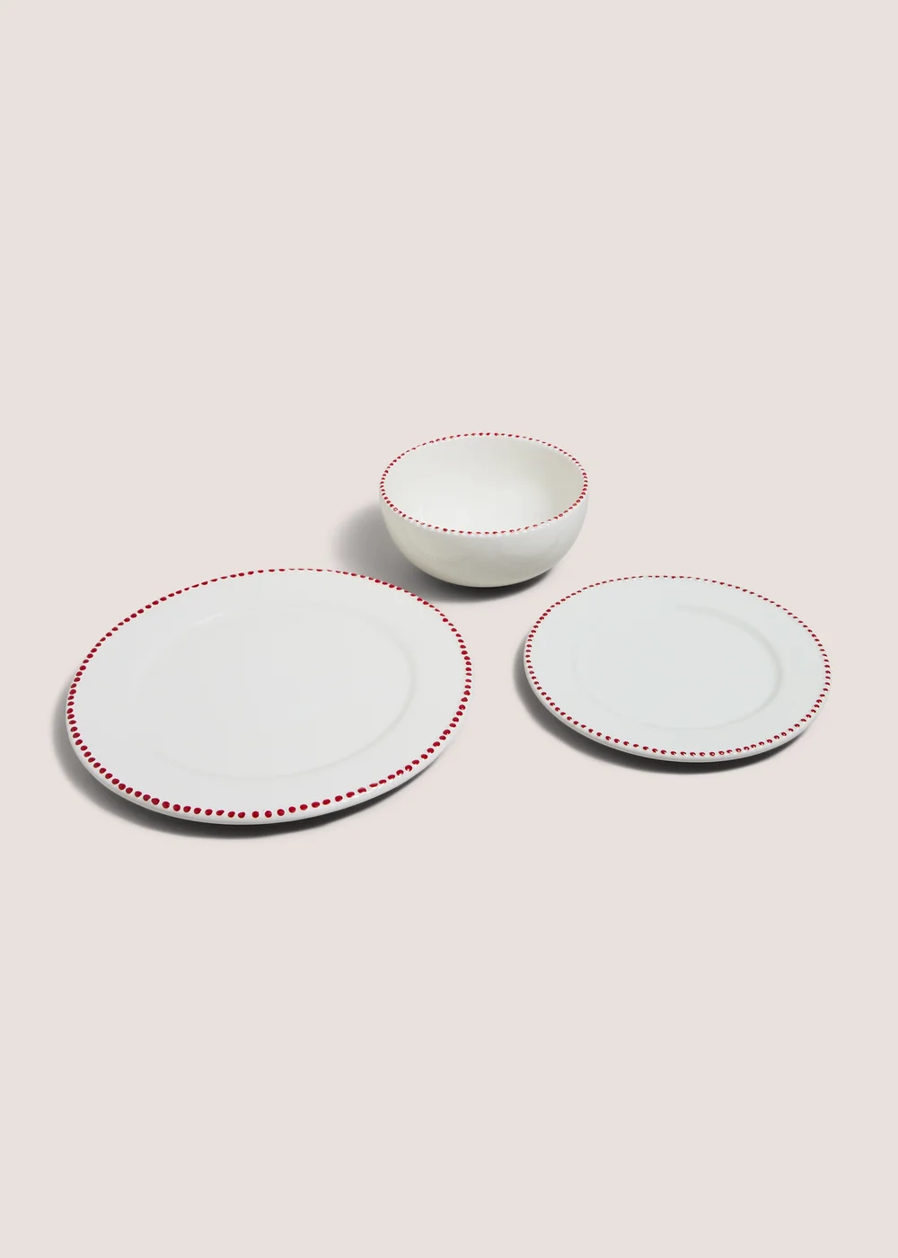 12 Piece Red Dotted Border Dinner Set Image 2