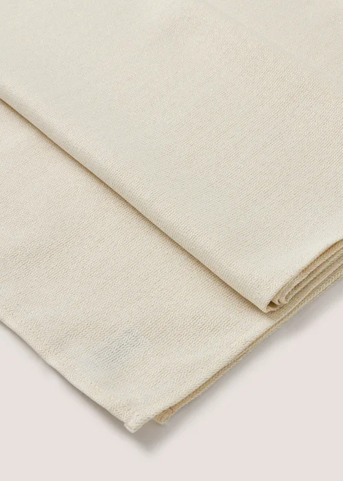 Cream Herringbone Metallic Tablecloth Image 2