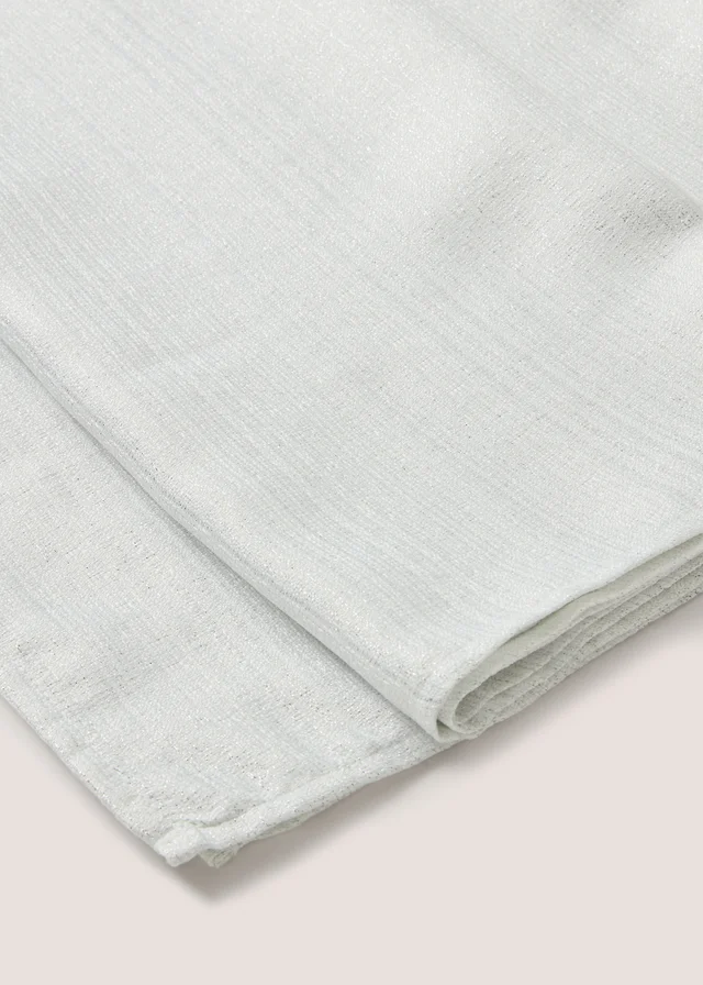 White Textured Metallic Tablecloth