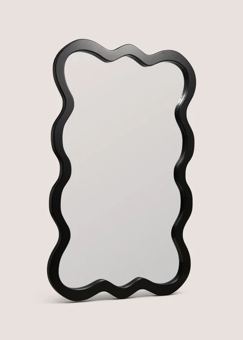 Black Wavy Frame Mirror Image 1
