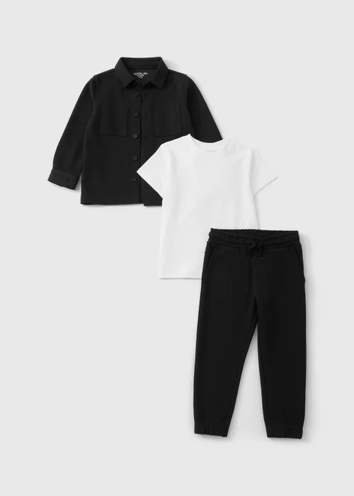 3 Piece Boys Black Jacquard Top & Jogging Bottoms Set (1-8yrs) - 1-1.5 Yrs Image 2