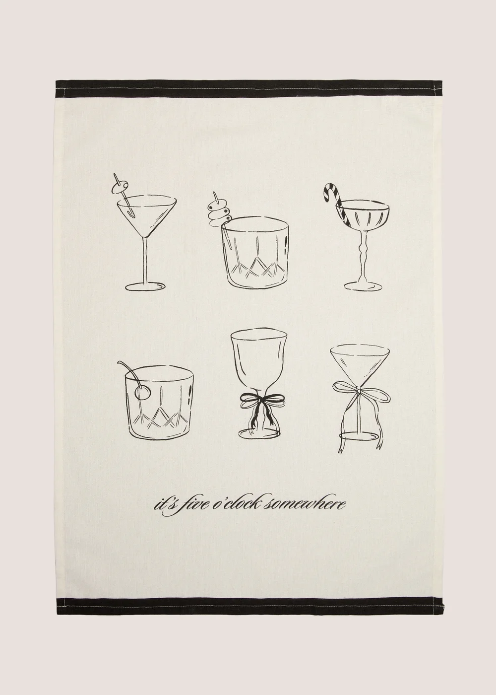 Cream Cocktail Tea Towel Image 1