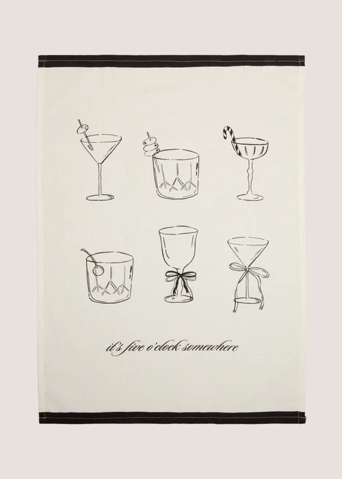 Cream Cocktail Tea Towel Image 1
