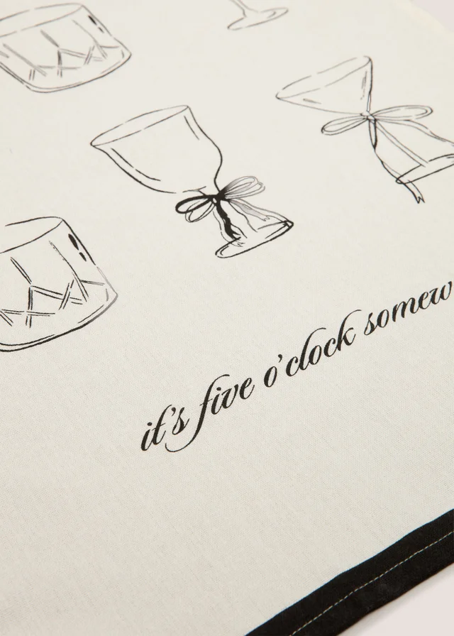 Cream Cocktail Christmas Tea Towel