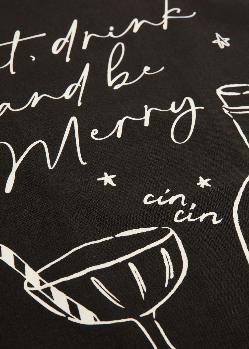 Black Be Merry Tea Towel Image 2