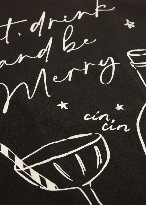 Black Be Merry Tea Towel Image 2