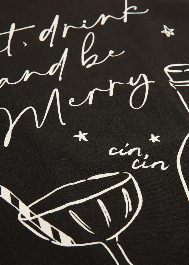 Black Be Merry Christmas Tea Towel