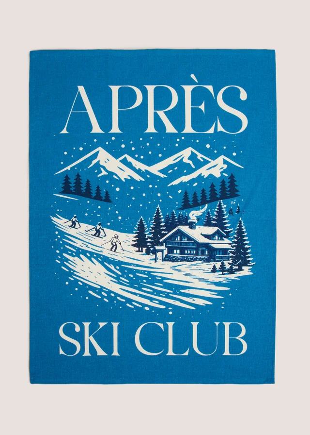 Blue Apres Ski Tea Towel