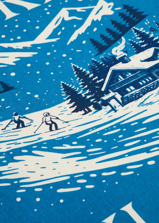 Blue Apres Ski Tea Towel