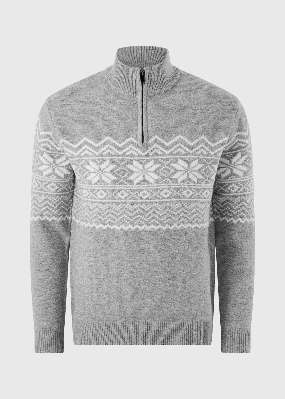 Grey Quarter Zip Christmas Jumper - S Image 4