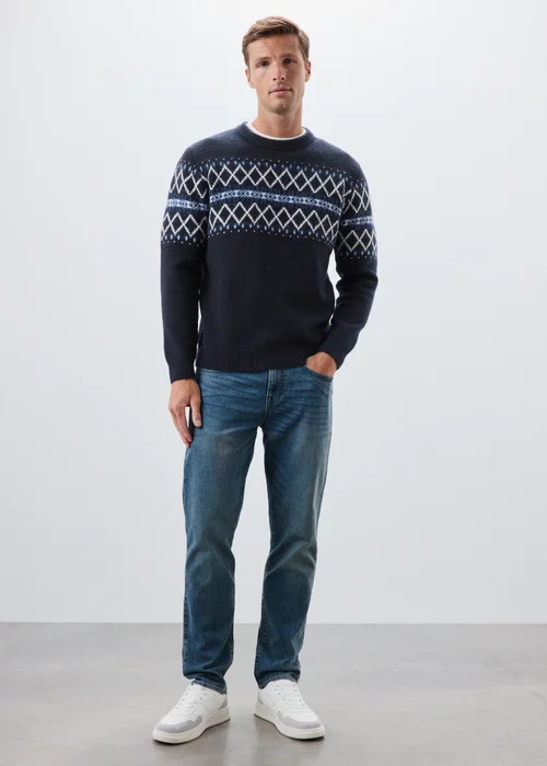 Navy Fairisle Knitted Jumper - S Image 1