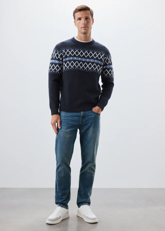 Navy Fairisle Knitted Jumper