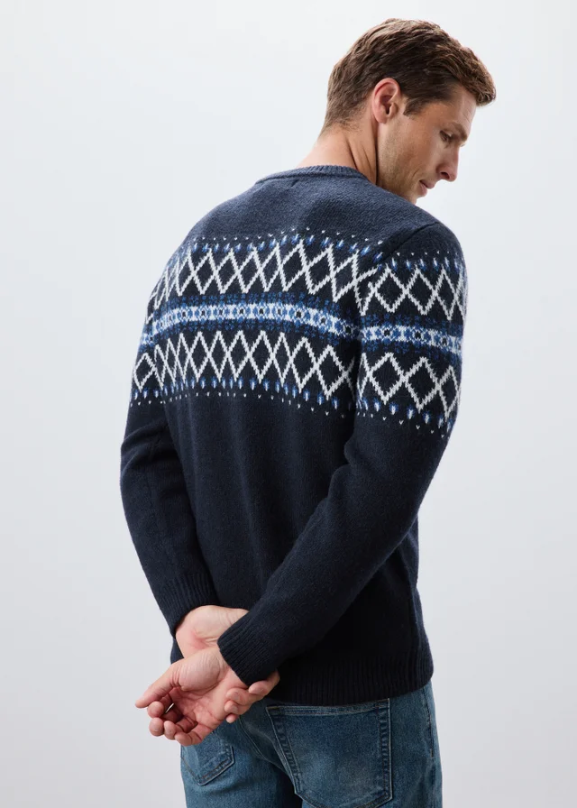 Navy Fairisle Knitted Jumper