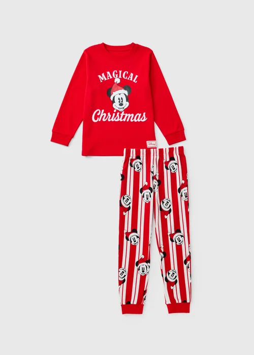 Disney Kids Red Mickey Mouse Matching Family Christmas Pyjamas (1-13yrs) - 1.5-2 Yrs Image 1