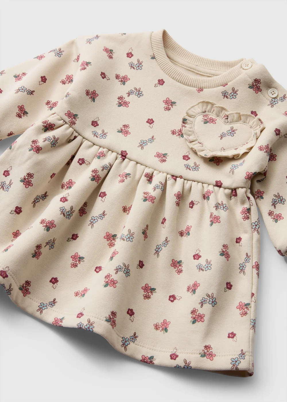 Baby Cream Floral Dress (0-23 Mnths) - Up to 1 Month Image 2