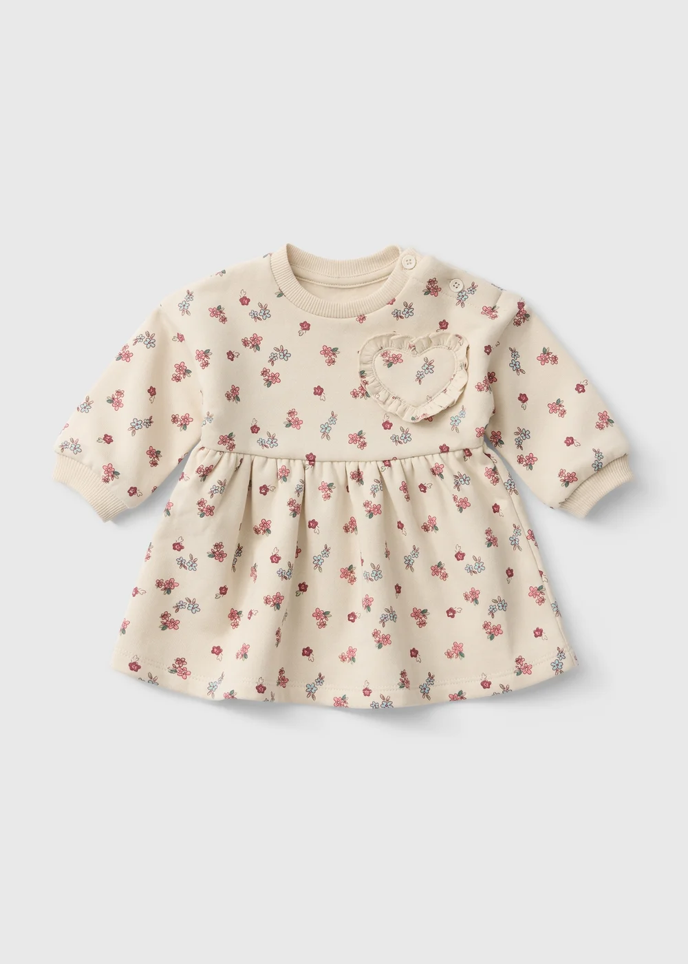 Baby Cream Floral Dress (0-23 Mnths) - Up to 1 Month Image 1