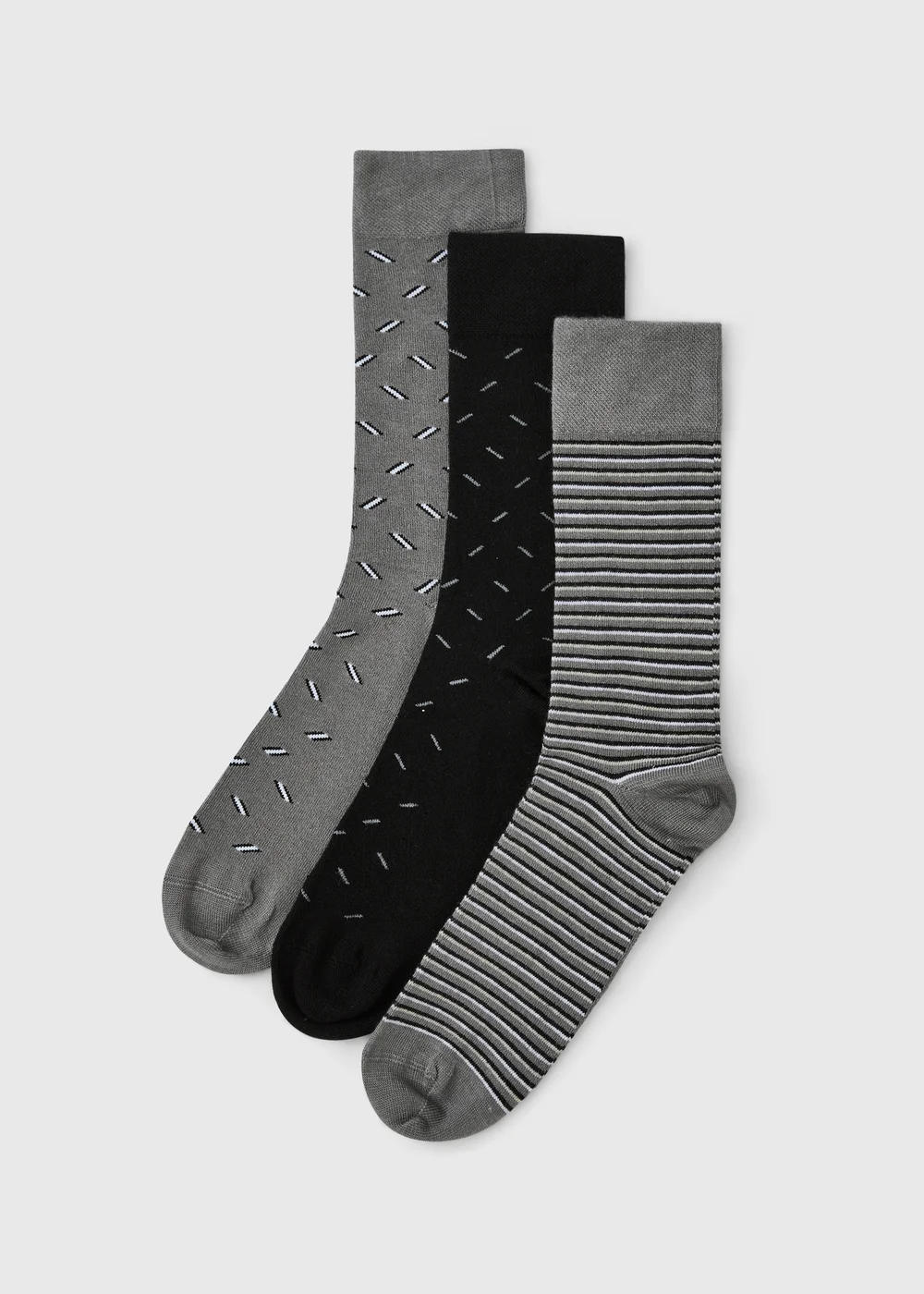3 Pack Grey Patterned Modal Socks - 6-8.5 Image 1