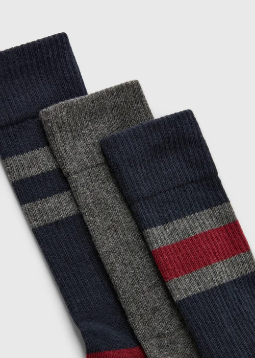 3 Pack Red Multi Stripe Socks - 6-8.5 Image 2