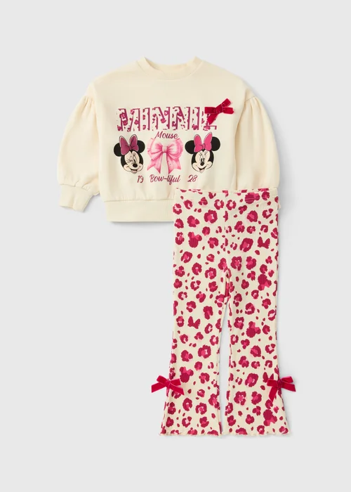 Disney Girls Minnie Mouse Cream Top & Leggings Set (1-7yrs) - 1-1.5 Yrs Image 1