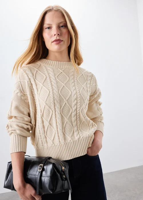 Cream Cable Knit Jumper - XS Image 1