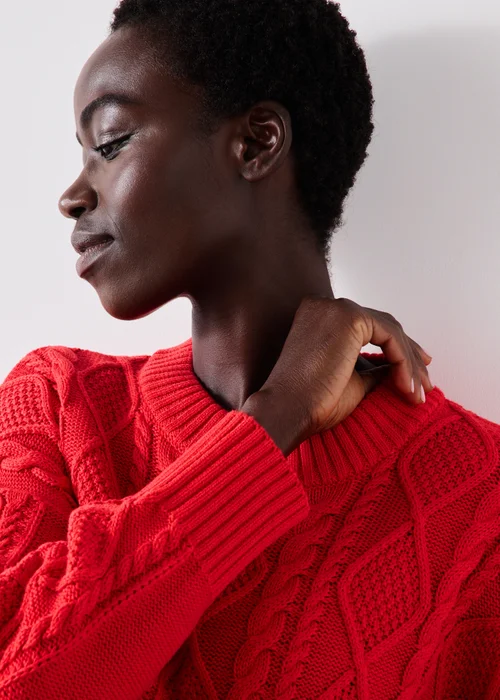 Red Cable Knit Jumper - XS Image 4